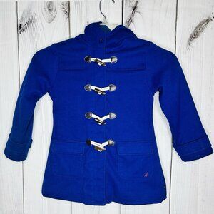 Nautica Girls Toggle Zip Pea Coat Sz 5 Blue Hooded Warm